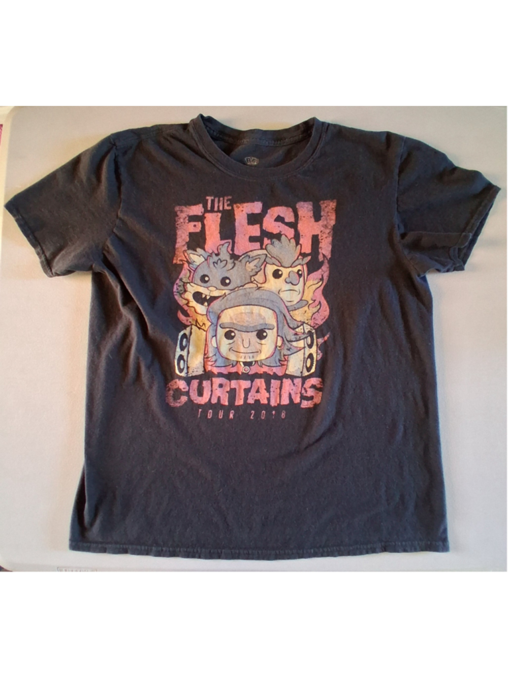 Men's Funko Rick and Morty The Flesh Curtains Tour 2018 Tee Shirt Large Black